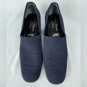 Robert Clergerie Women’s Dark Blue Textile Slip-On Block Heels Size 10